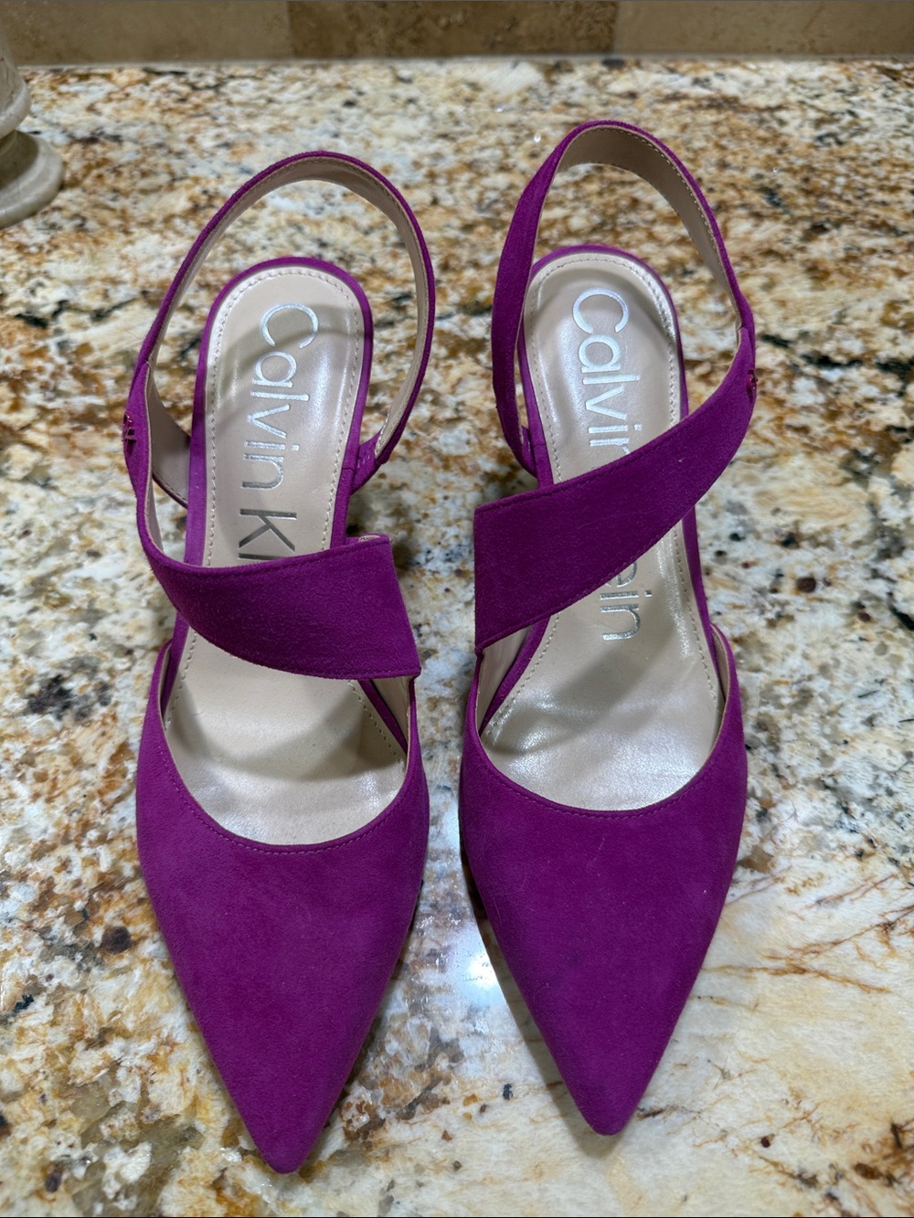 Calvin Klein Women’s Fuchsia Suede Pointed-Toe Heels